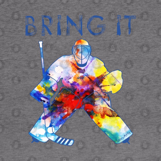 Bring It Hockey Goalie Watercolor by SaucyMittsHockey